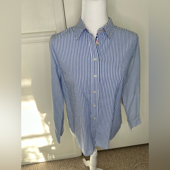 Talbots Blue and White Casual Button Down Shirt - Picture 1 of 6